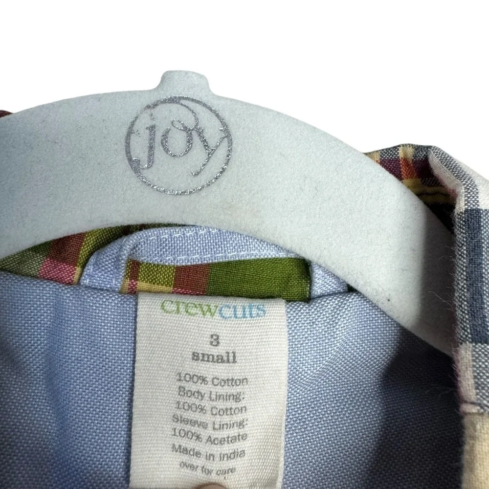 J.CREW CREWCUTS Boys 3 Tartan Patchwork Blazer Jacket Multicolor